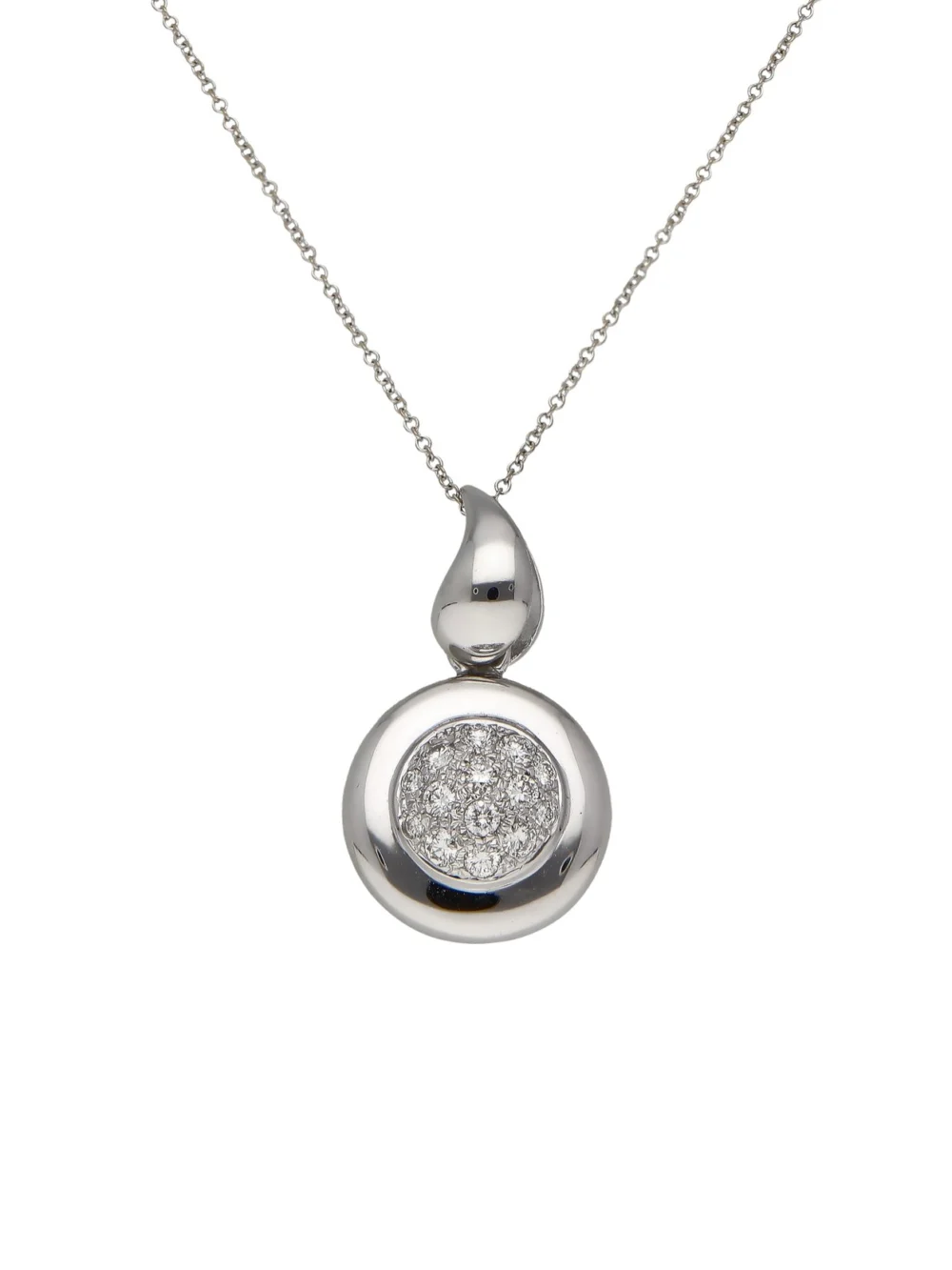 William May 18ct White Gold Diamond Cluster Circle Necklace, view 2
