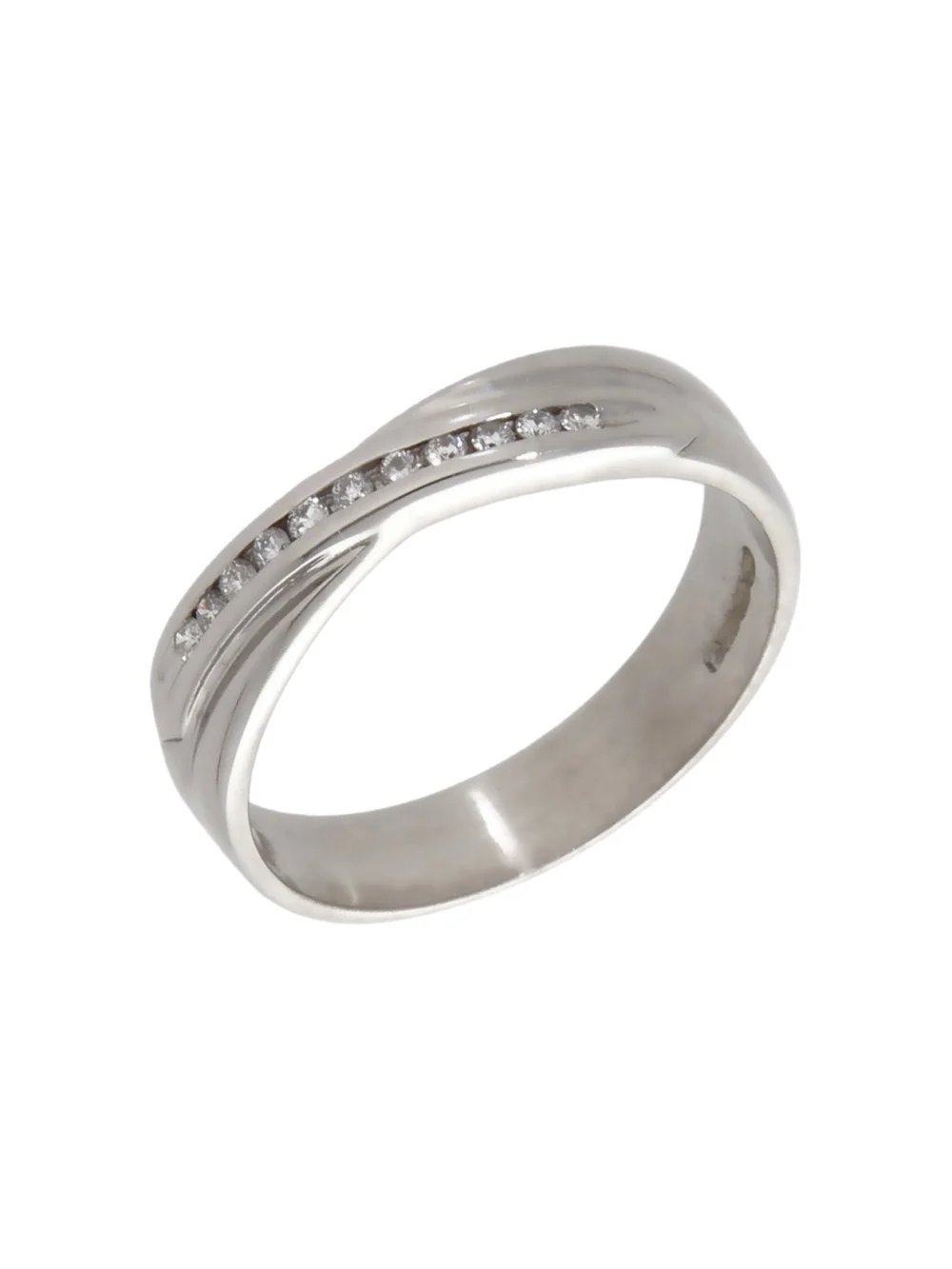 William May 18ct White Gold Diamond Crossover Wave Band Ring