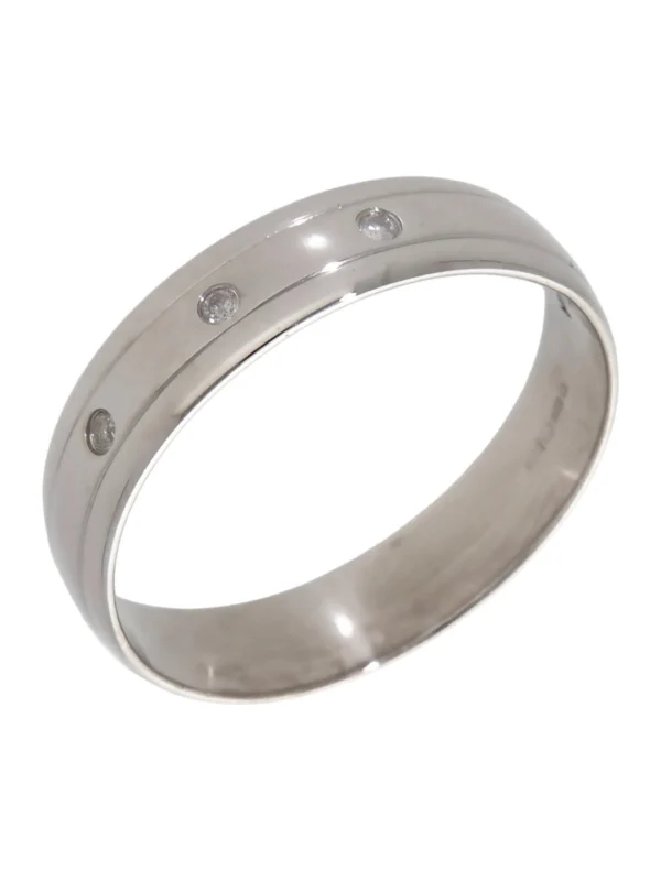 William May 18ct White Gold Diamond Set 6mm Wedding Band Ring