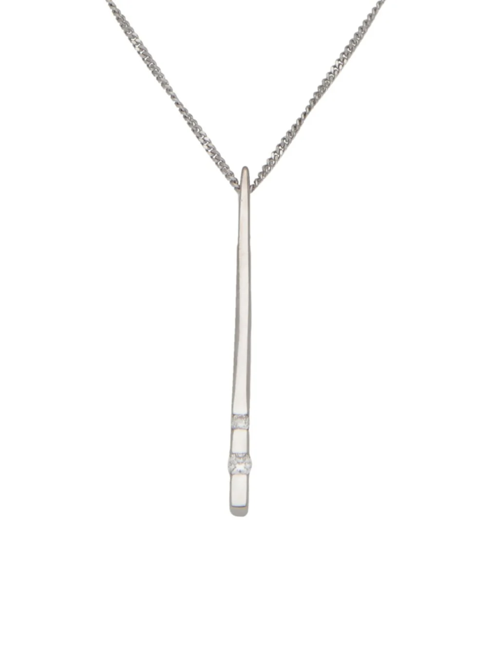 William May 18ct White Gold Diamond Set Bar Pendant Necklace