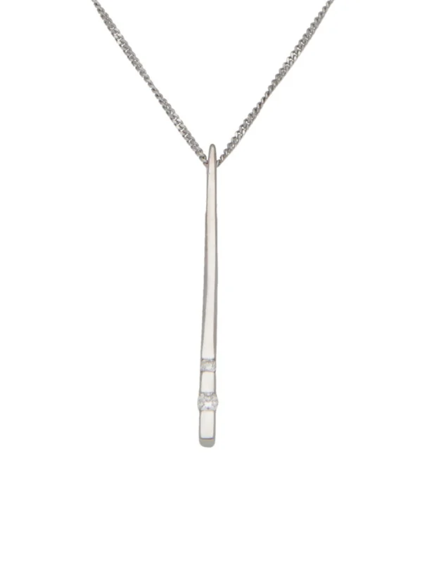 William May 18ct White Gold Diamond Set Bar Pendant Necklace