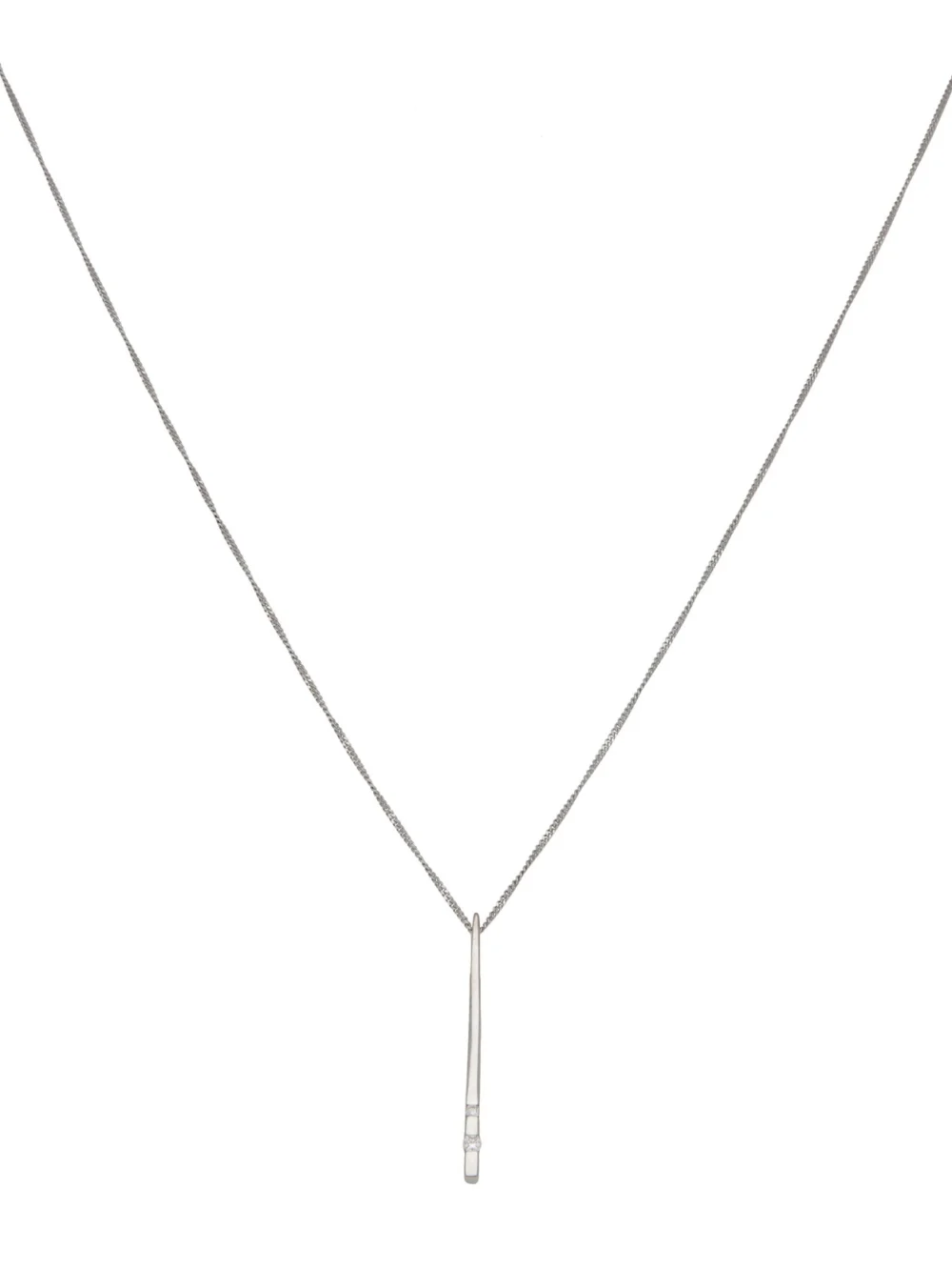 William May 18ct White Gold Diamond Set Bar Pendant Necklace, view 2
