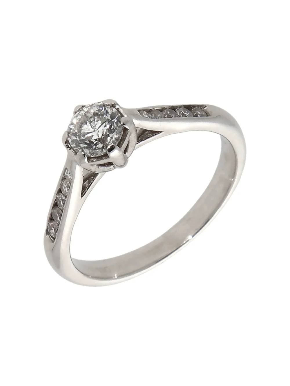 William May 18ct White Gold Diamond Solitaire & Shoulders Ring