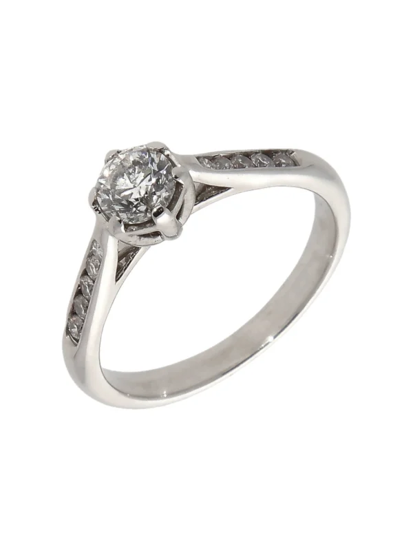 William May 18ct White Gold Diamond Solitaire & Shoulders Ring