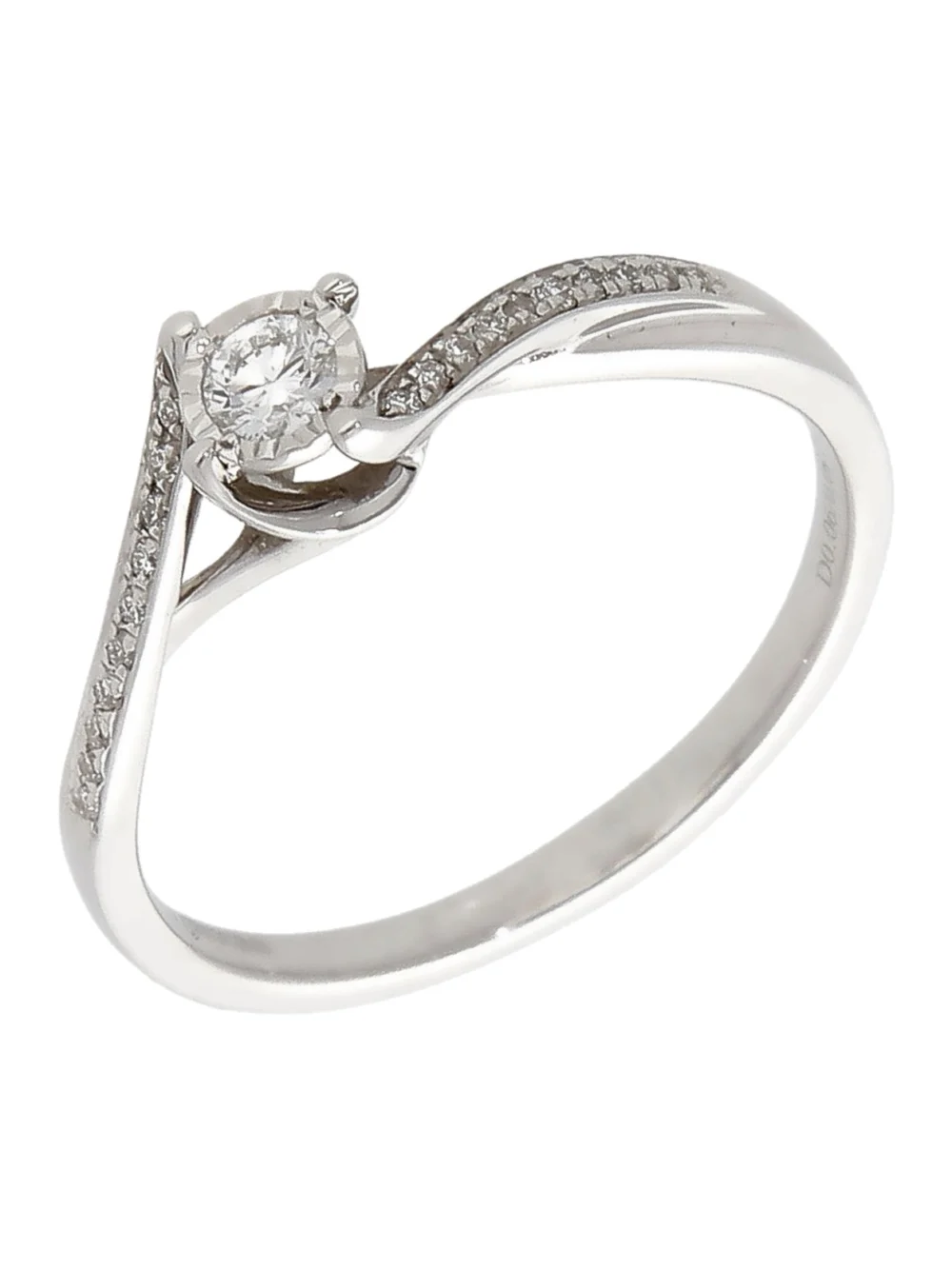 William May 18ct White Gold Diamond Solitaire Twist Ring