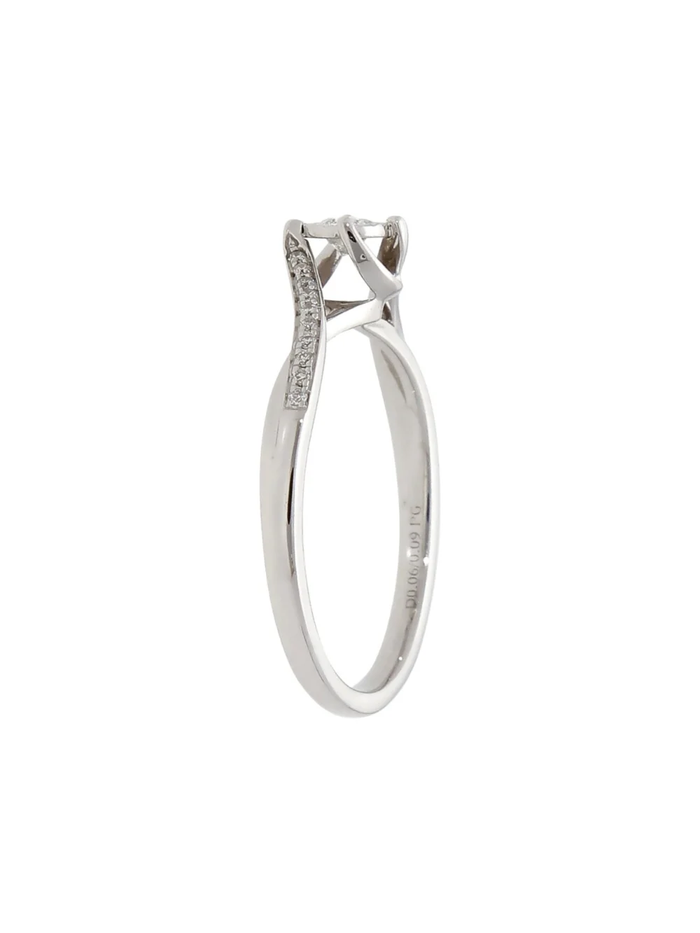 William May 18ct White Gold Diamond Solitaire Twist Ring, view 2