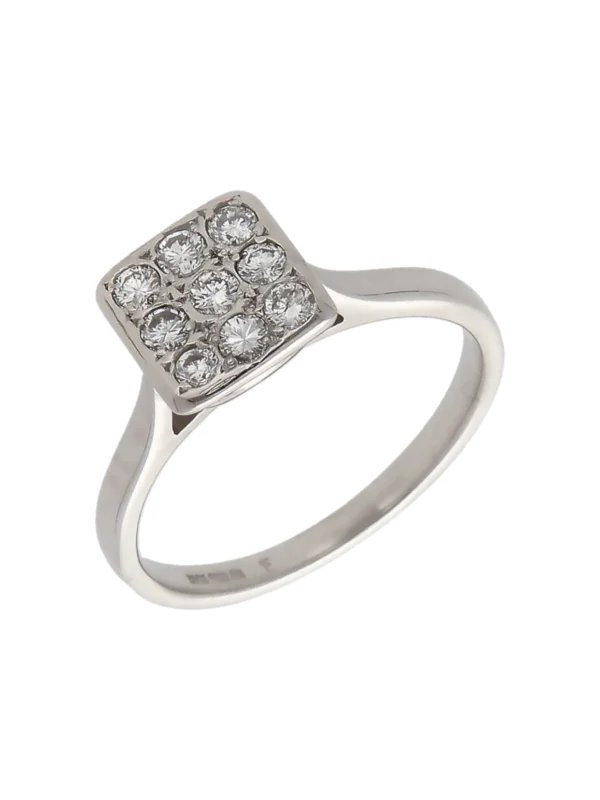 William May 18ct White Gold Diamond Square Cluster Ring