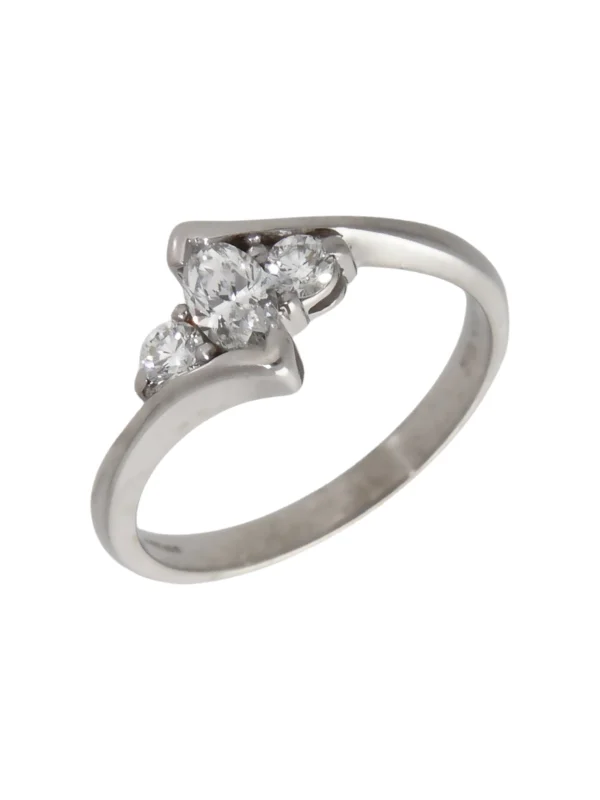 William May 18ct White Gold Diamond Trilogy Twist Ring