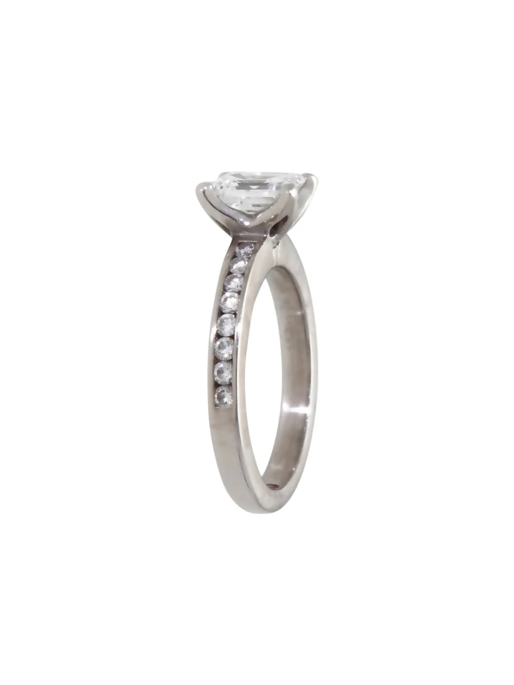William May 18ct White Gold Emerald Cut Diamond Solitaire Ring, view 2