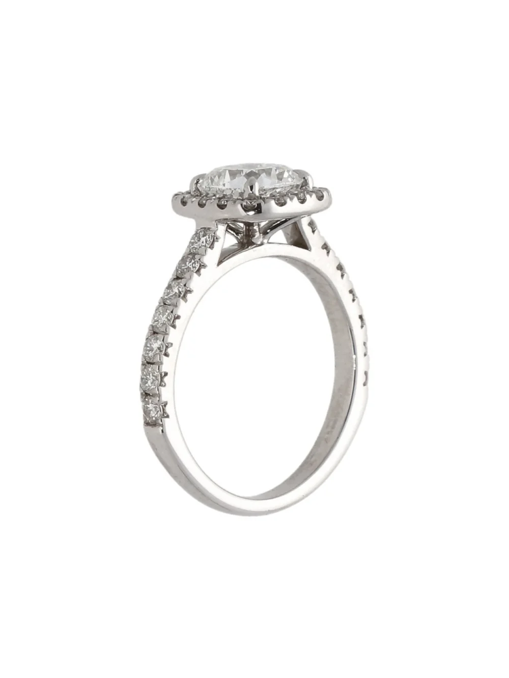William May 18ct White Gold Gia Cushion Cut Diamond Halo Ring, view 2