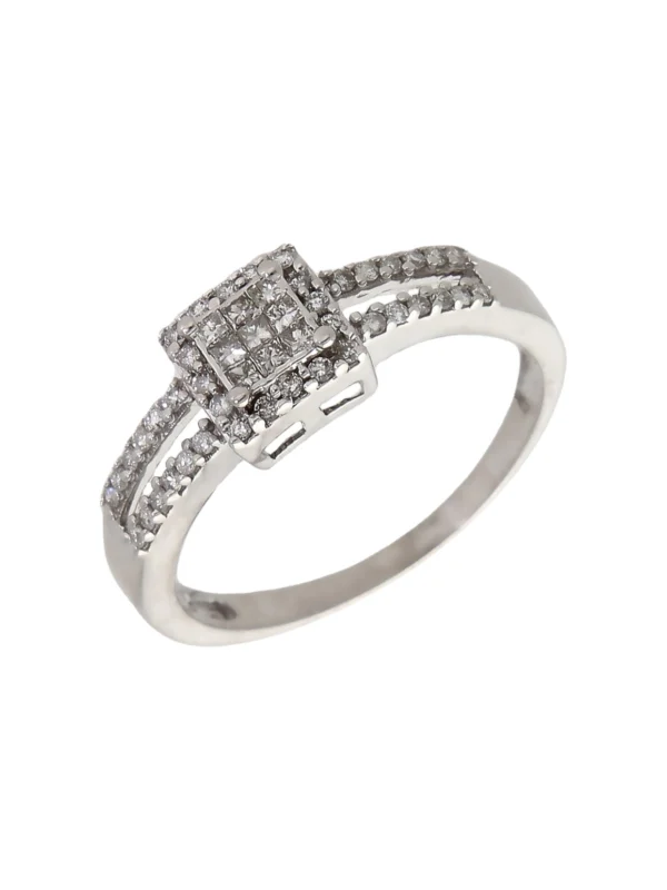 William May 18ct White Gold Mixed Cut Diamond Cluster Ring
