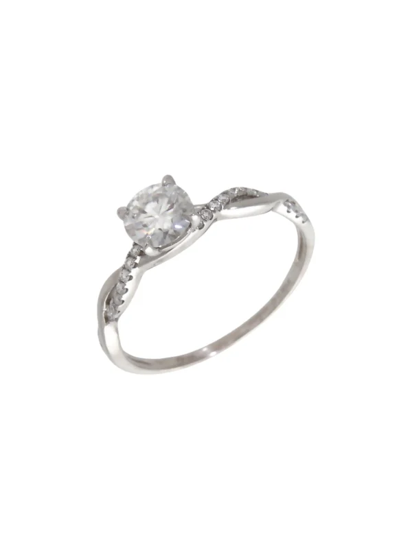 William May 18ct White Gold Moissanite Solitaire Ring