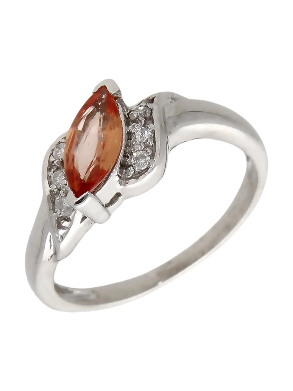 William May 18ct White Gold Orange Sapphire & Diamond Wave Ring