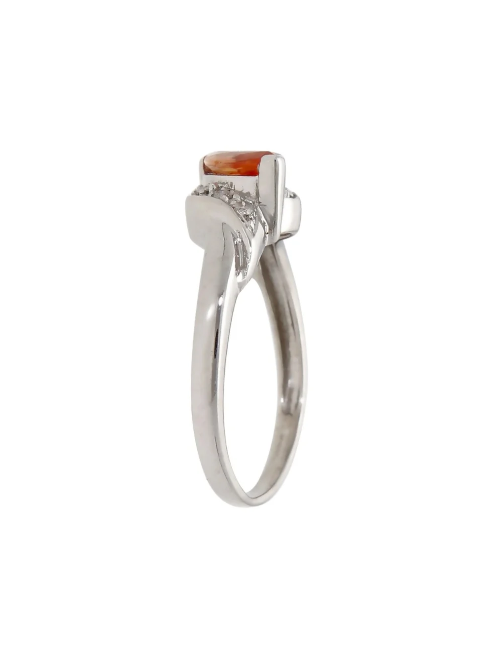 William May 18ct White Gold Orange Sapphire & Diamond Wave Ring, view 2