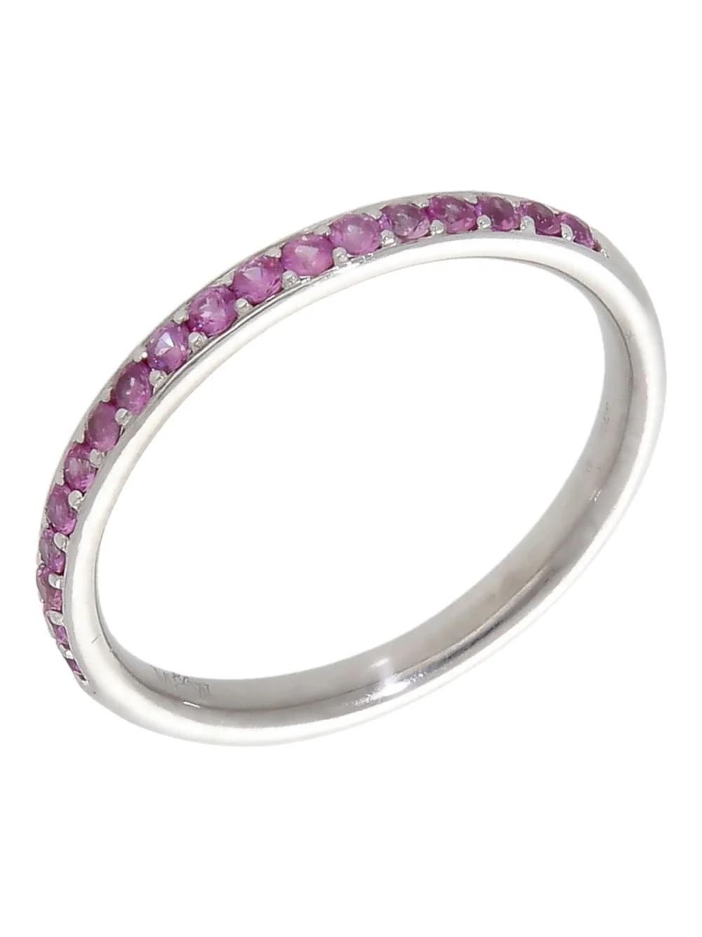William May 18ct White Gold Pink Topaz Half Eternity Ring