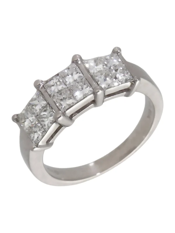William May 18ct White Gold Princess Cut Diamond Cluster Ring