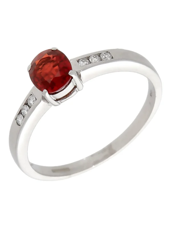William May 18ct White Gold Red Topaz & Diamond Dress Ring