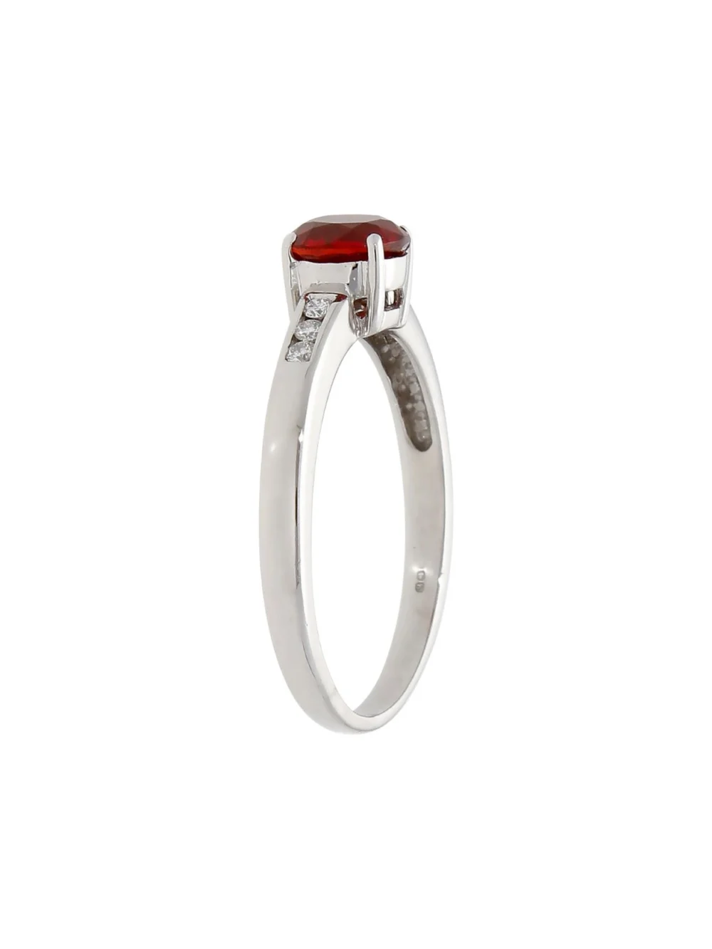 William May 18ct White Gold Red Topaz & Diamond Dress Ring, view 2