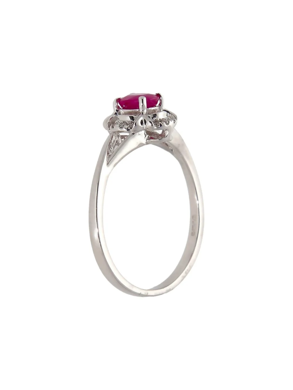 William May 18ct White Gold Ruby & Diamond Cluster Ring, view 2