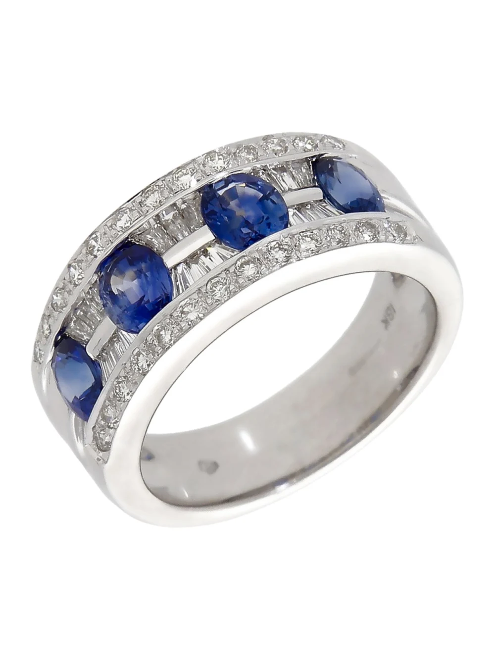 William May 18ct White Gold Sapphire & Diamond Band Ring, view 2