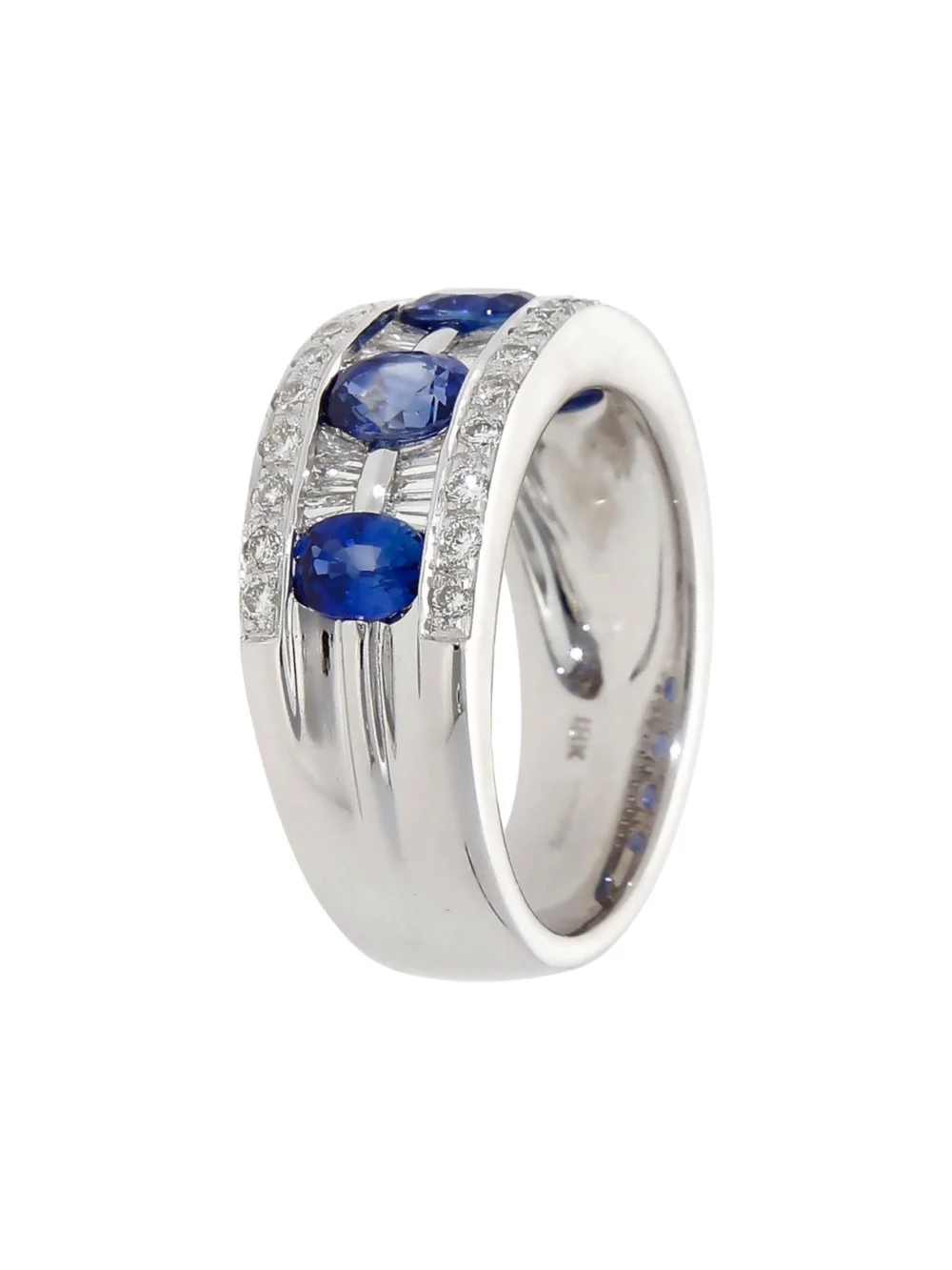 William May 18ct White Gold Sapphire & Diamond Band Ring, view 3