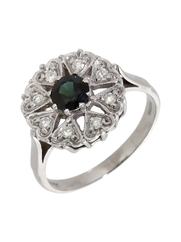 William May 18ct White Gold Sapphire & Diamond Cluster Ring