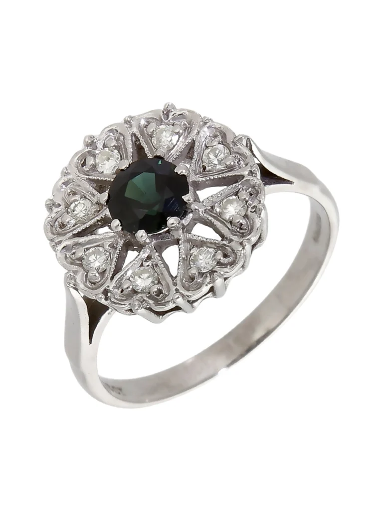 William May 18ct White Gold Sapphire & Diamond Cluster Ring