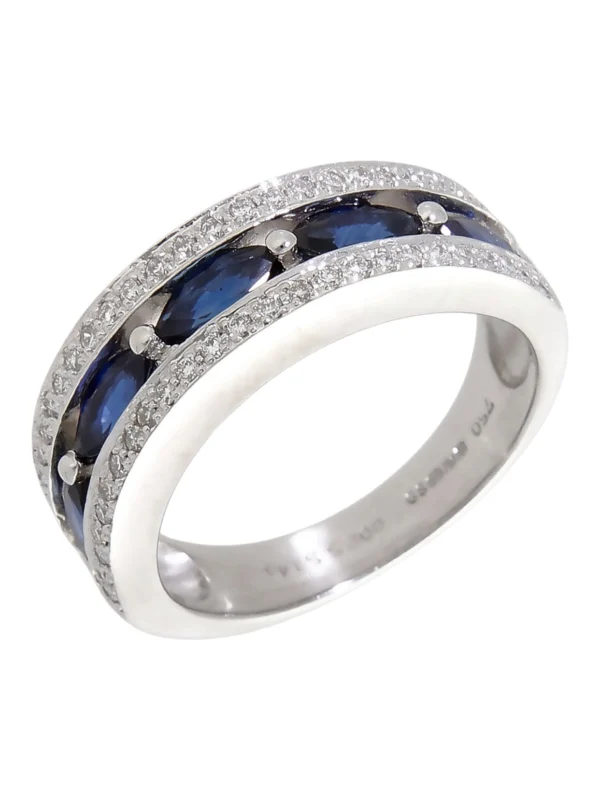 William May 18ct White Gold Sapphire & Diamond Multi Row Band Ring