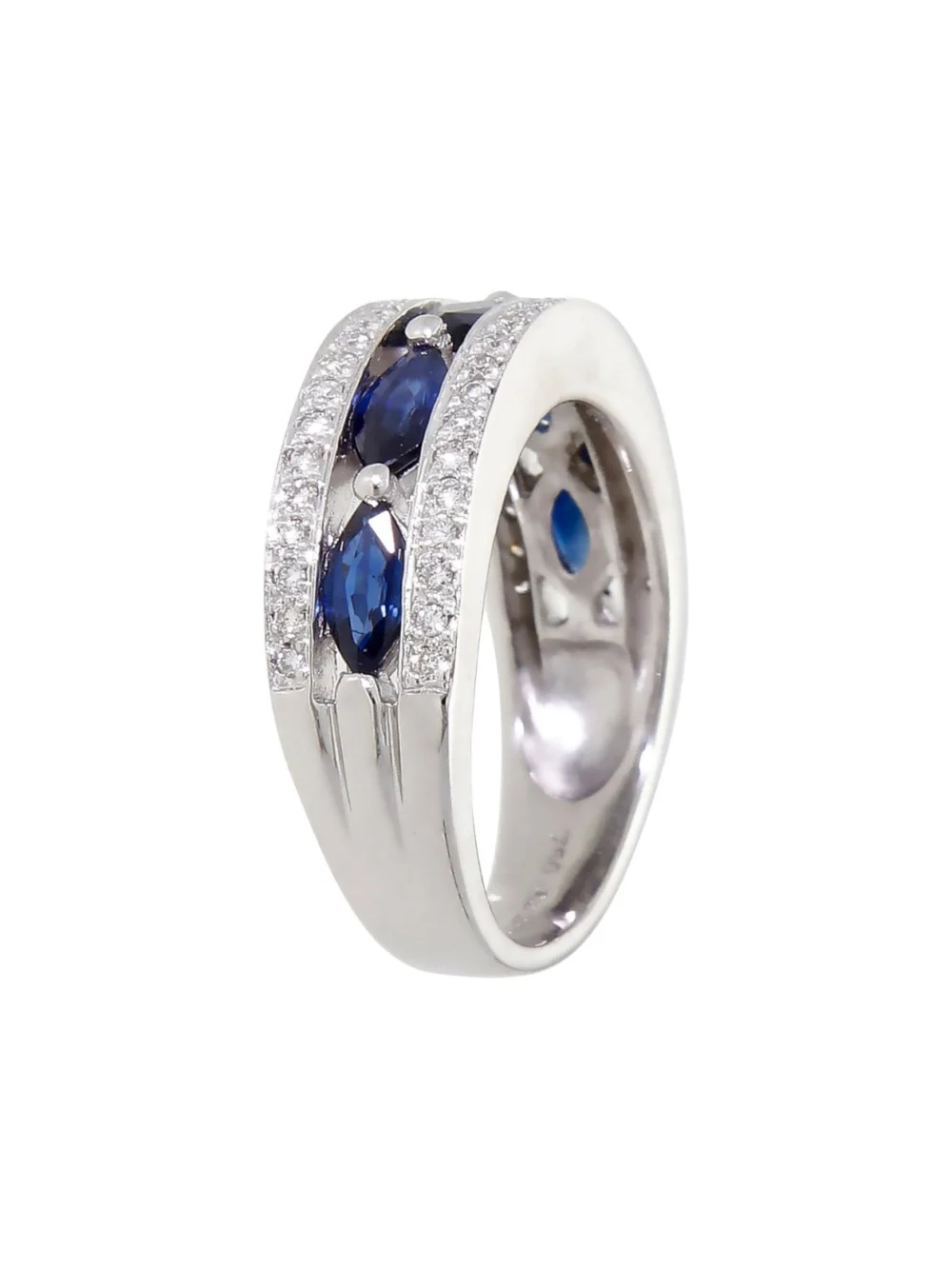 William May 18ct White Gold Sapphire & Diamond Multi Row Band Ring, view 2