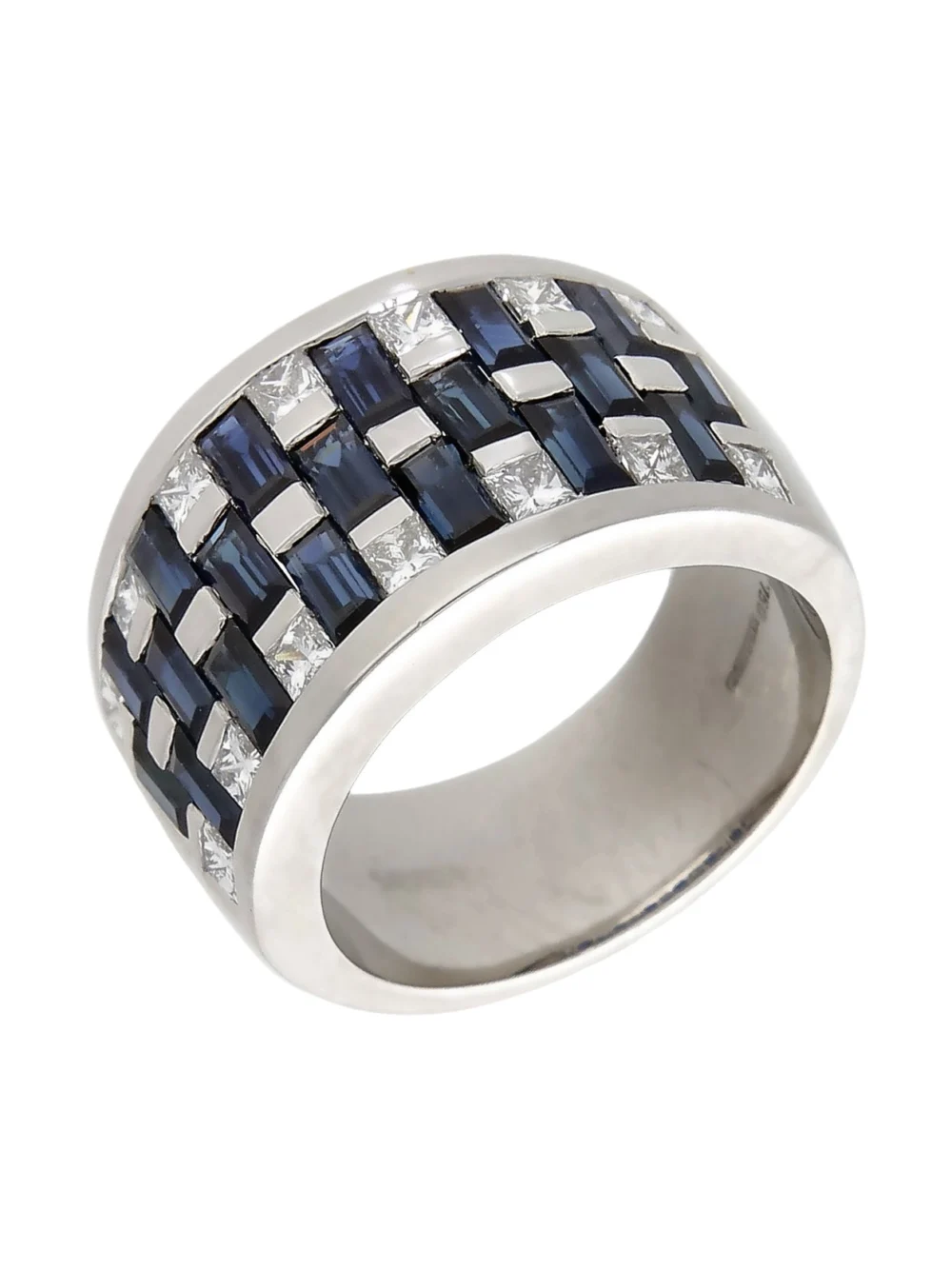 William May 18ct White Gold Sapphire & Diamond Multi Row Ring