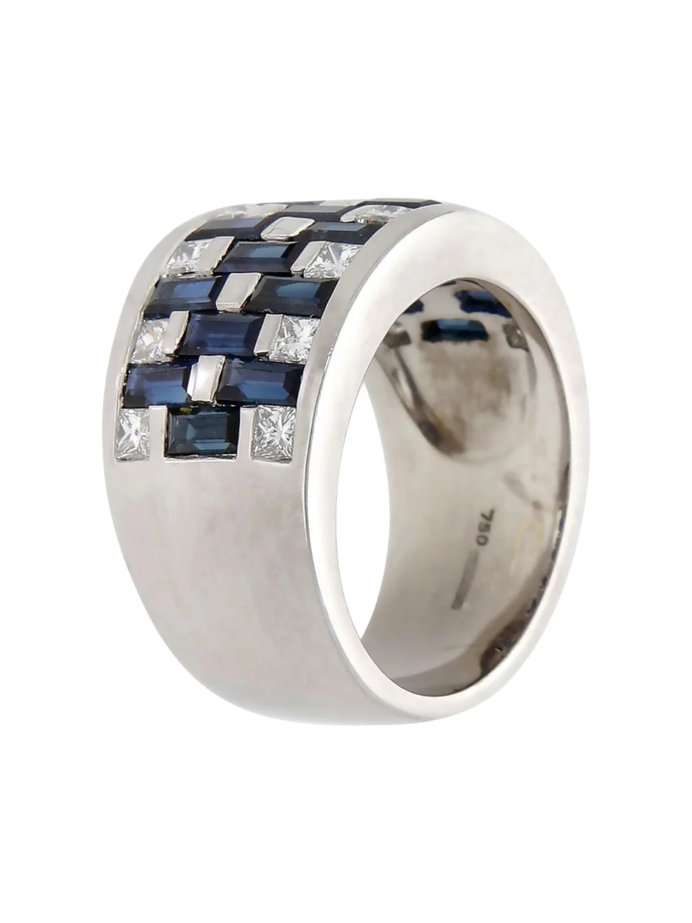 William May 18ct White Gold Sapphire & Diamond Multi Row Ring, view 3