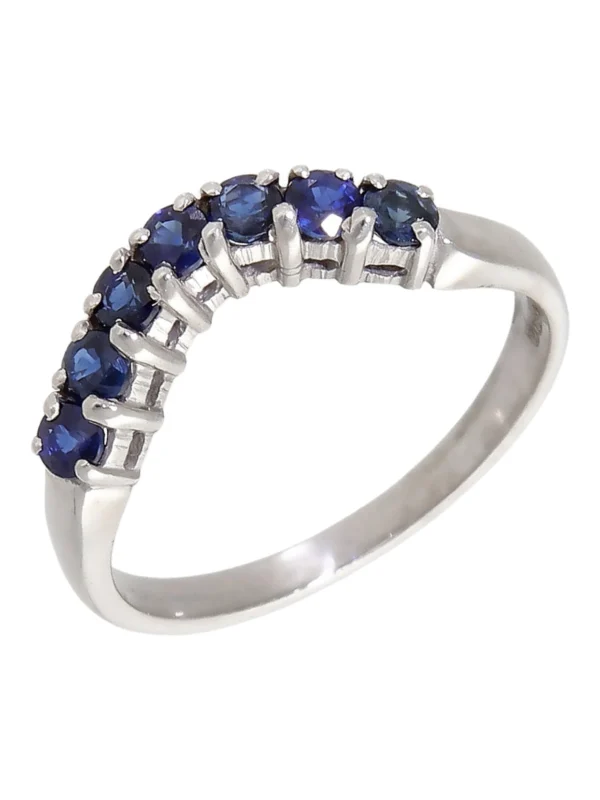 William May 18ct White Gold Sapphire U-Shaped Dress Ring