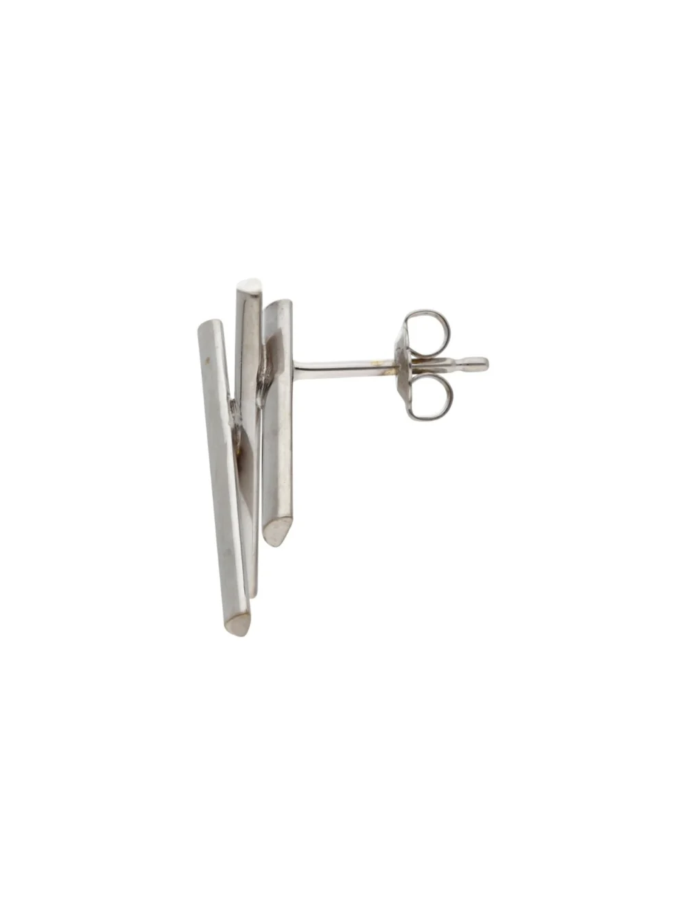 William May 18ct White Gold Triple Bar Stud Earrings, view 2