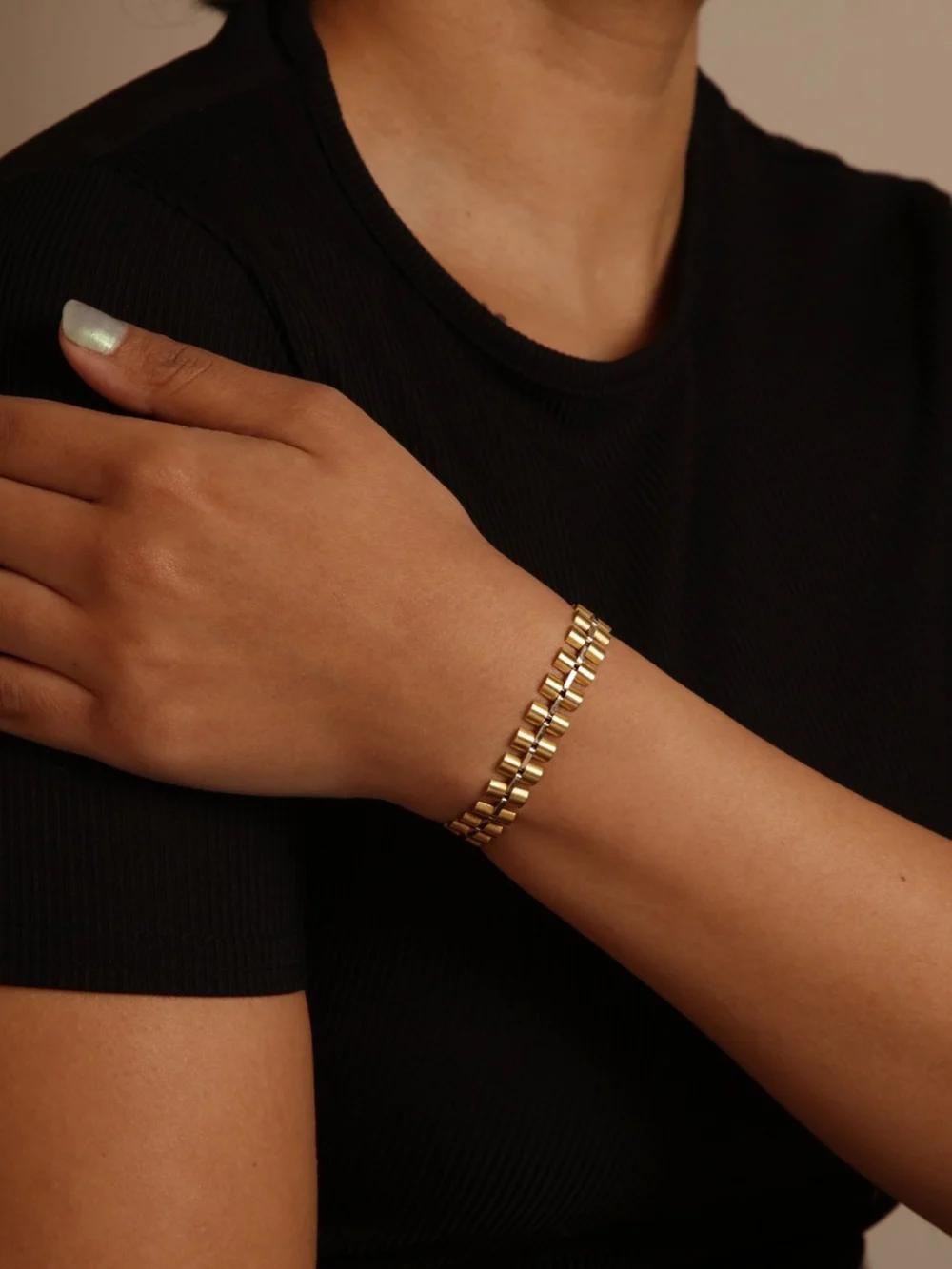 William May 18ct Yellow & White Gold 7.5" Bar Link Bracelet, view 2
