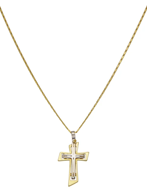 William May 18ct Yellow & White Gold Cross & Chain Necklace