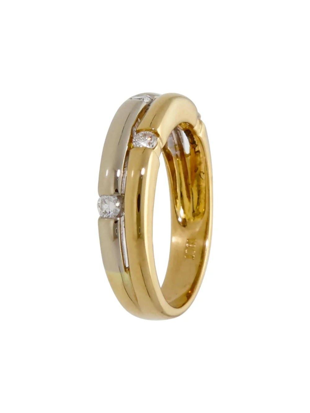 William May 18ct Yellow & White Gold Diamond Set 2 Row Band Ring, view 2
