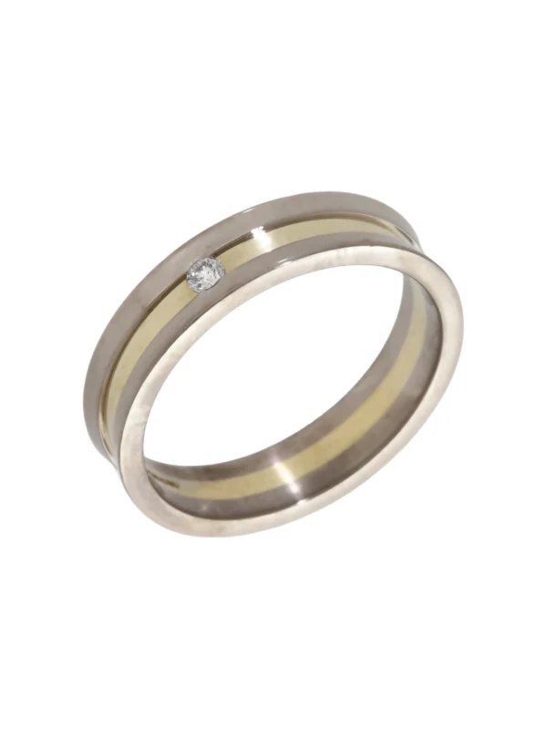 William May 18ct Yellow & White Gold Diamond Set 5mm Wedding Ring