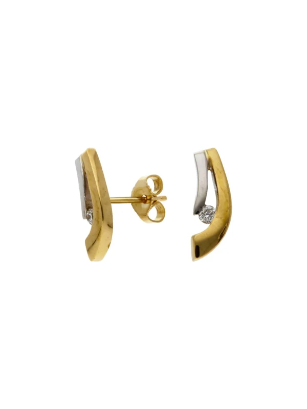 William May 18ct Yellow & White Gold Diamond Set Stud Earrings
