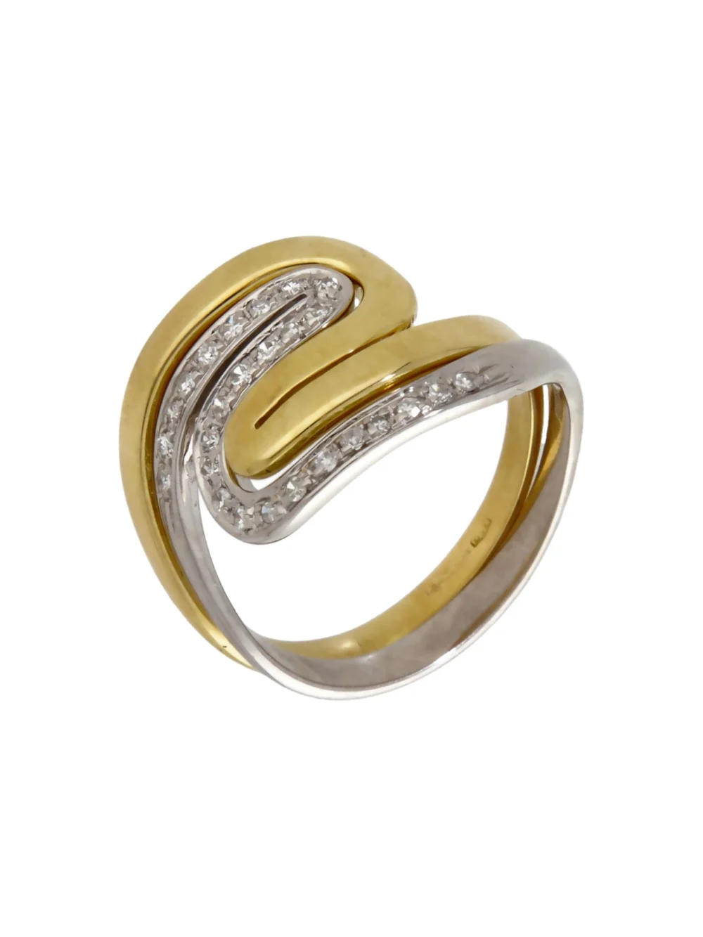 William May 18ct Yellow & White Gold Diamond Set Wave Ring Set