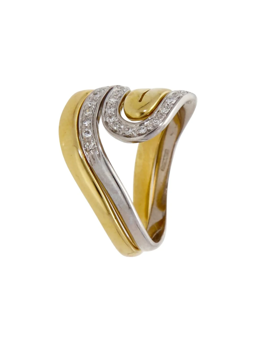 William May 18ct Yellow & White Gold Diamond Set Wave Ring Set, view 4