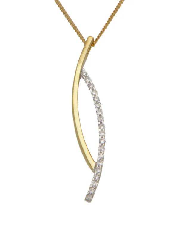 William May 18ct Yellow & White Gold Diamond Wave Drop Necklace