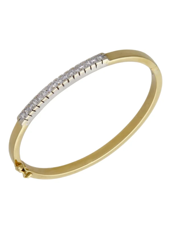 William May 18ct Yellow & White Gold Hinged Cubic Zirconia Bangle
