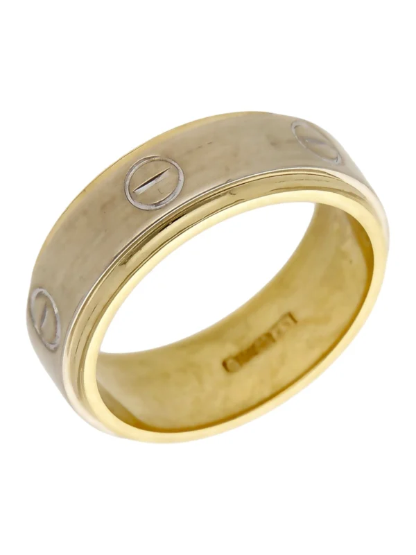 William May 18ct Yellow & White Gold Screw Design 8mm Band Ring