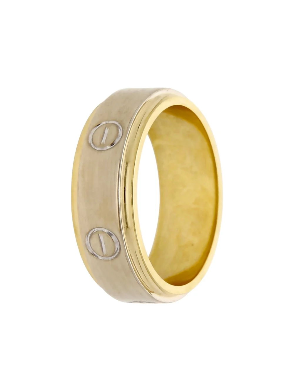 William May 18ct Yellow & White Gold Screw Design 8mm Band Ring, view 2