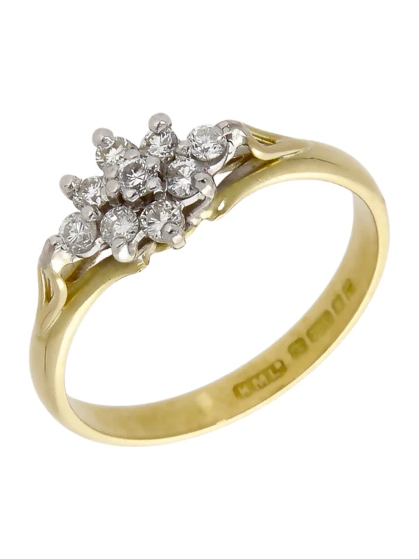 William May 18ct Yellow Gold 0.18ct Diamond Cluster Ring