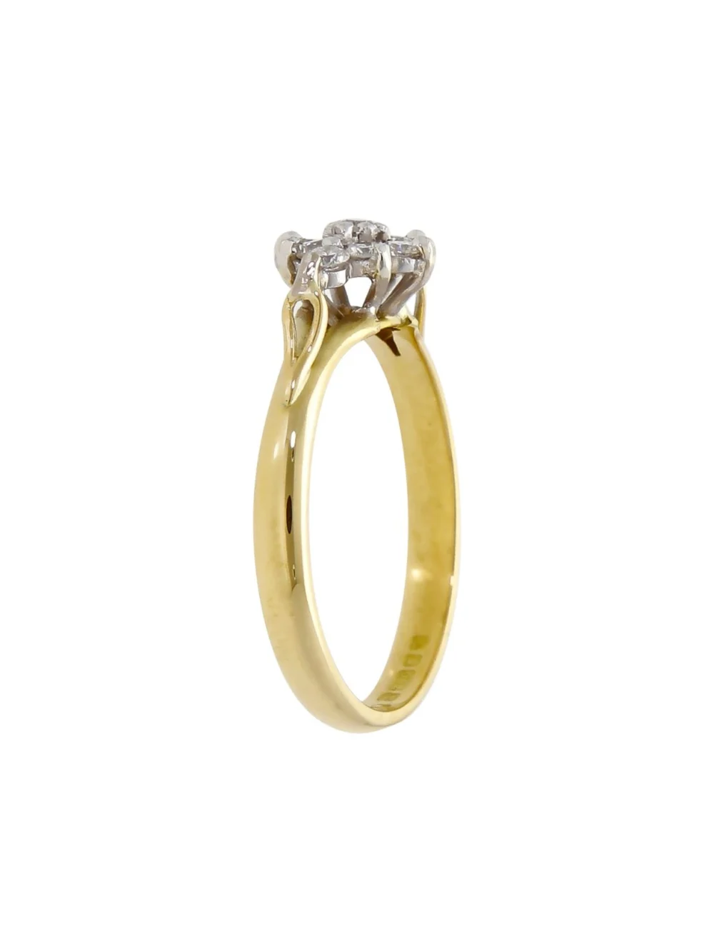 William May 18ct Yellow Gold 0.18ct Diamond Cluster Ring, view 2