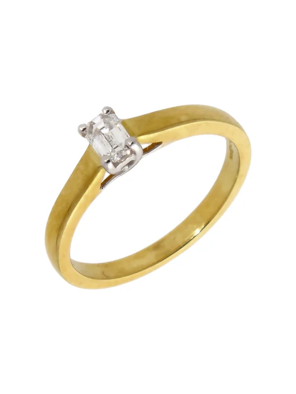 William May 18ct Yellow Gold 0.34ct Emerald Cut Diamond Solitaire Ring