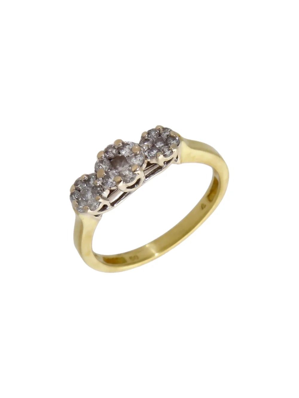 William May 18ct Yellow Gold 0.50ct Diamond Triple Cluster Ring