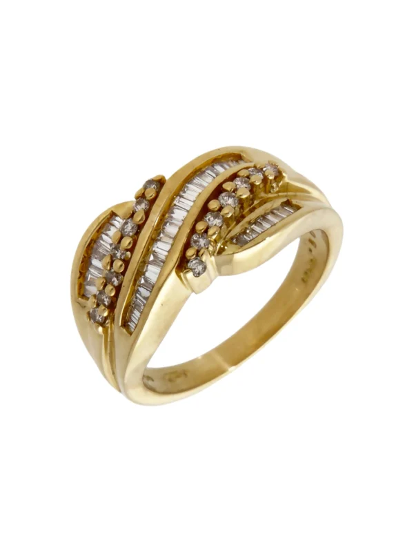 William May 18ct Yellow Gold 0.50ct Mixed Cut Diamond Wave Ring