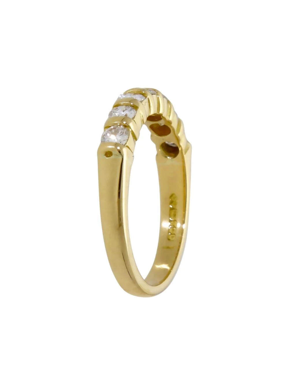 William May 18ct Yellow Gold 0.70ct Diamond Half Eternity Ring, view 2